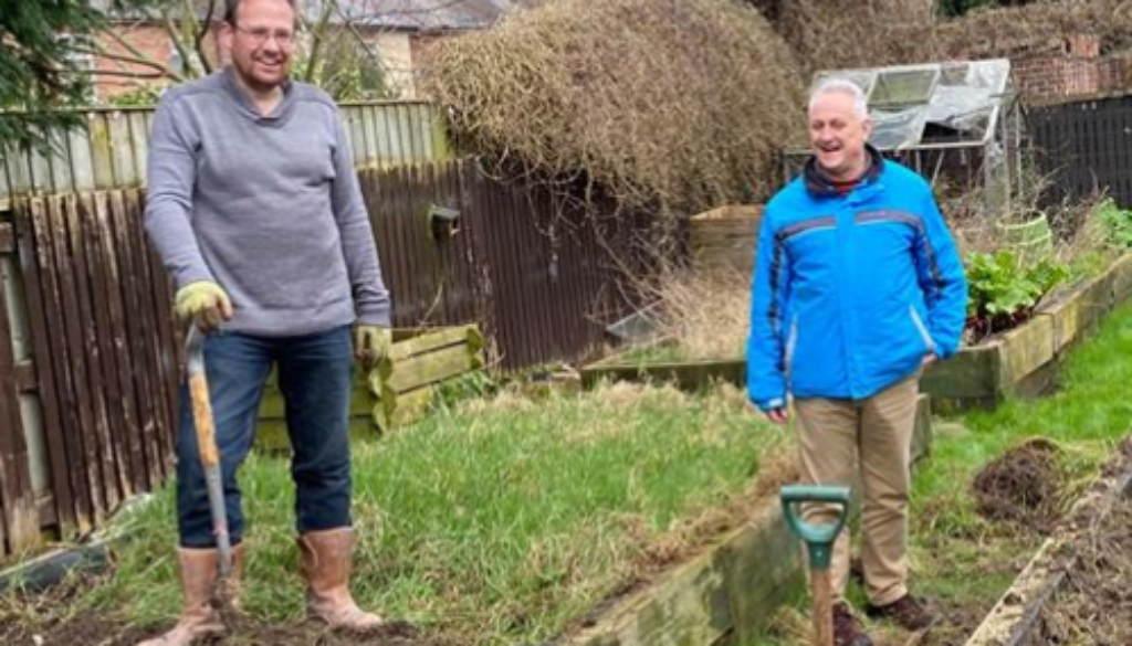 Tim Prosser and Alan Graves at Shalfleet Allotment